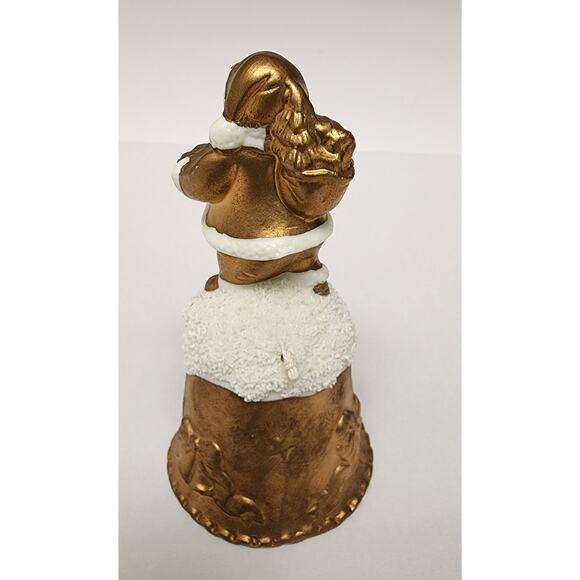 Vintage World Bazaars Inc. Holiday Collection Gold Suited Porcelain Santa Bell - Picture 4 of 10